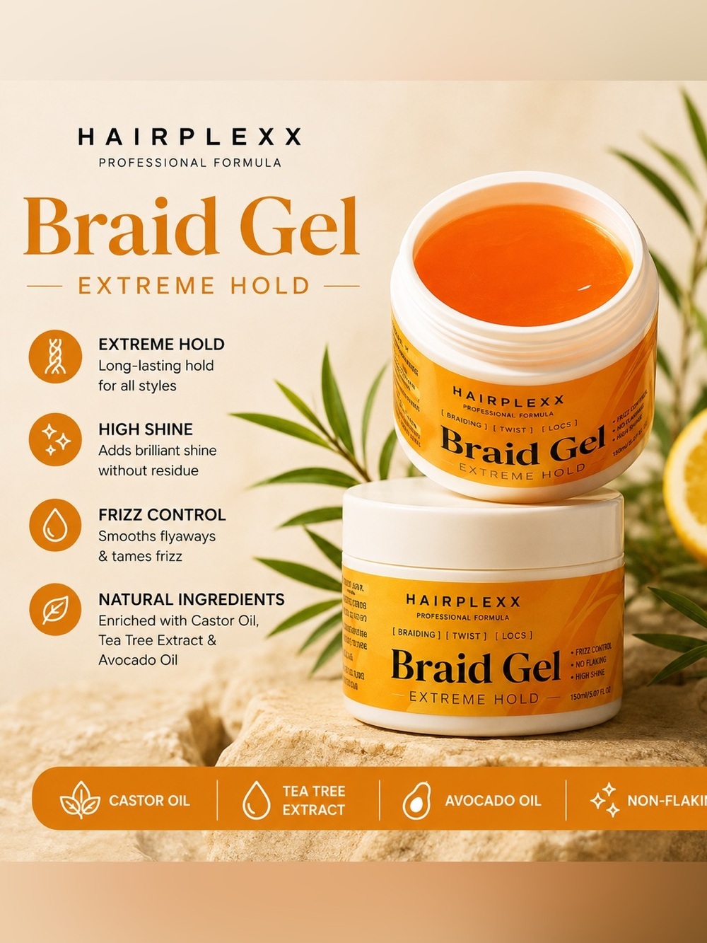 Hairplexx Braid Gel - Extreme Hold (Orange)